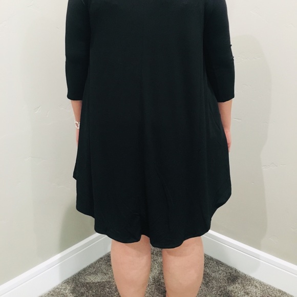 Plus Size Casual Fall Black Dress. - Picture 5 of 8